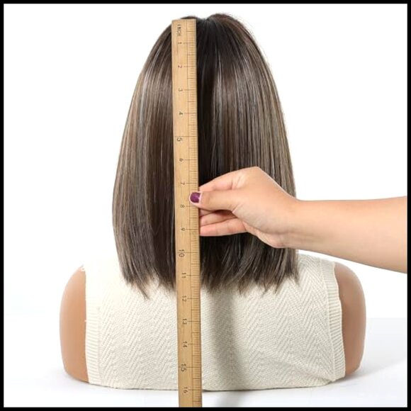 Synthetic Bob Wig with Bangs Shoulder Length Straight Layered Daily Wear